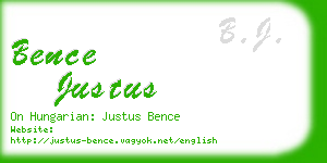 bence justus business card